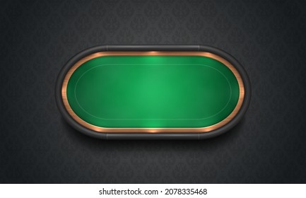 Poker table with green cloth on dark background. Vector illustration.