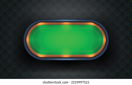 Mesa de póquer con tela verde sobre fondo oscuro. Ilustración vectorial realista.