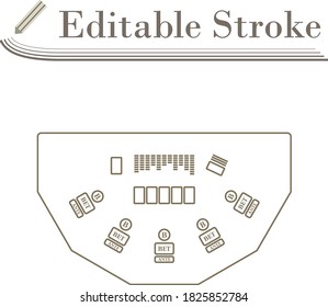 Poker Table Symbol. Bearbeitbar Stroke Simple Design. Vektorgrafik.