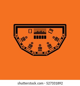 Poker table icon. Orange background with black. Vector illustration.