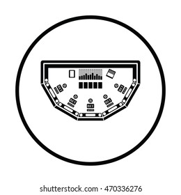 Poker table icon. Thin circle design. Vector illustration.