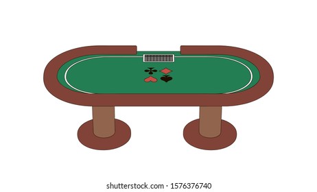 Poker table. Isolated on white background. 3d Vector outline illustration. Front view.