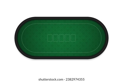 Poker table made of green cloth isolated on white background. Realistic vector. Poker or blackjack playing field. Realistic black leather frame, made of green dense fabric. Vector illustration