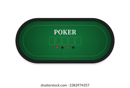 Poker table made of green cloth isolated on white background. Realistic vector. Poker or blackjack playing field. Realistic black leather frame, made of green dense fabric. Vector illustration