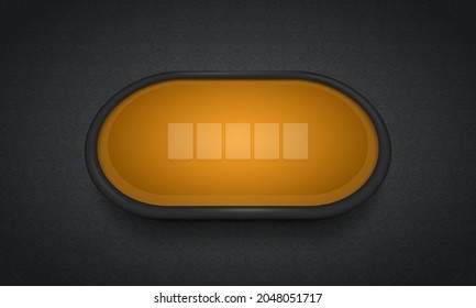 Poker Table With Orange Cloth On Dark Background. Vector Illustration.