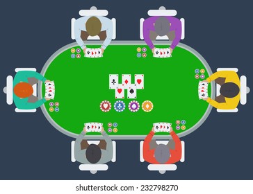 poker table with players. Flat design style modern vector illustration concept for web and infographic. Banners for websites.