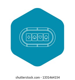 Poker table with playing cards icon. Outline illustration of poker table vector icon for web