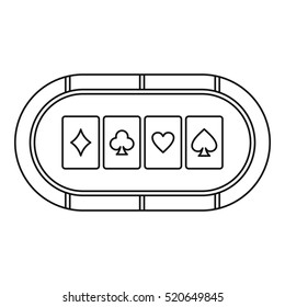 Poker Table With Playing Cards Icon. Outline Illustration Of Poker Table Vector Icon For Web