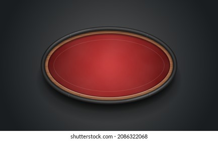 Poker table with red cloth on dark background. Vector illustration.