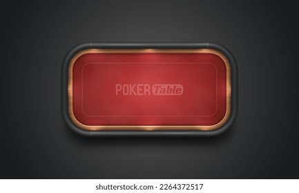 Poker table with red cloth on dark background. Vector illustration.