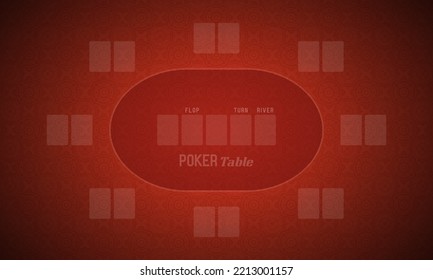 Poker table with red cloth. Poker room background. Vector illustration.