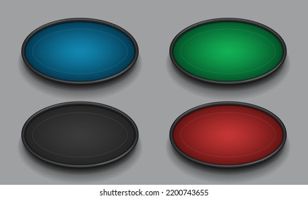 Poker tables of different colors. Vector illustration.
