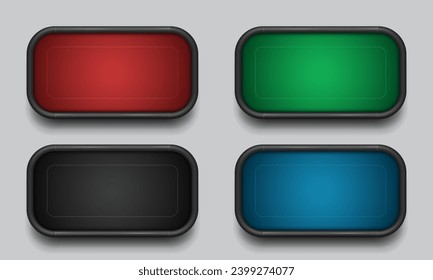 Poker tables of different colors. Vector illustration.