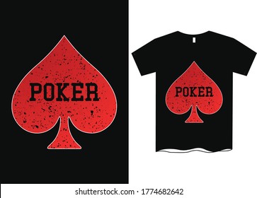 Poker themed t-shirt design, Poker skull typography, tee shirt graphics, vectors,  Graphic T-shirt design - Poker Spade emblem