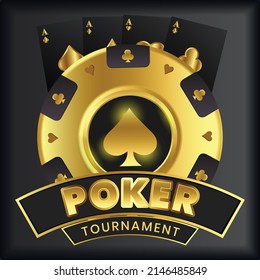 Poker tournament background with chips and card 