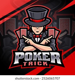 Design de logotipo de mascote de esporte de truque de poker