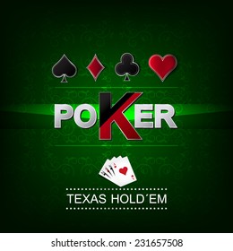 Poker vector background with flower pattern and card symbol/editable vector design for your poker tournament or presentation, poster design