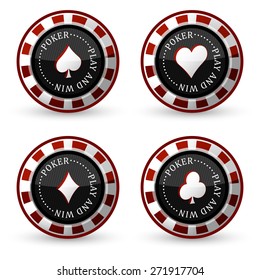  Poker vector icons with card symbol on a white background