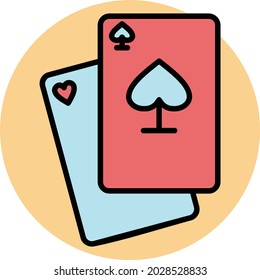Poker Vector Line Filled Circle Icon Design