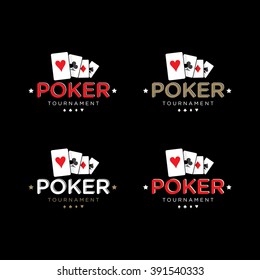 Poker Vector Logo Templates Set with cards