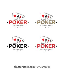 Poker Vector Logo Templates Set with cards