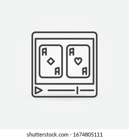 Poker Video vector simple icon or sign in outline style