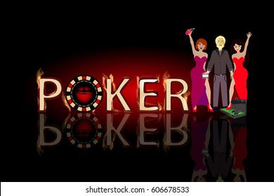 poker winnings and winning. concept of finance. illustration.