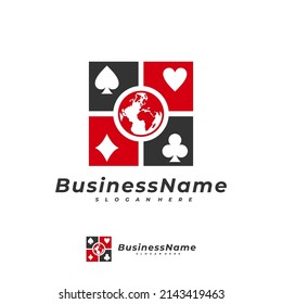 Poker World logo vector template, Creative Domino logo design concepts