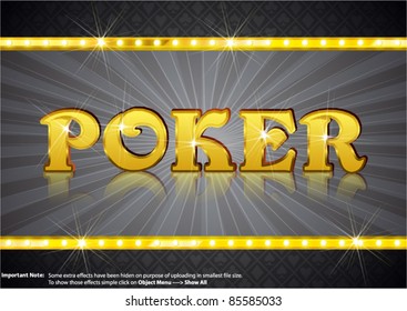 Poker Write In Gold Shining Font