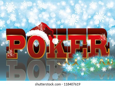 Poker xmas banner, vector illustration