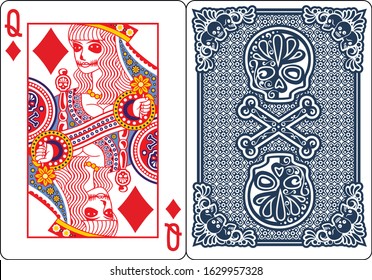 
poker,playing card,Queen spades, diamond, clubs, heart