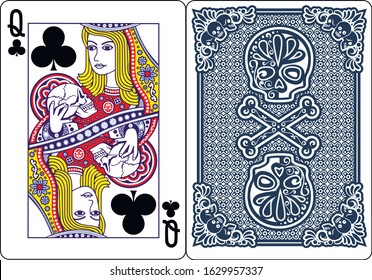 Pokerplaying Cardqueen Spades Diamond Clubs Heart Stock Vector (Royalty ...