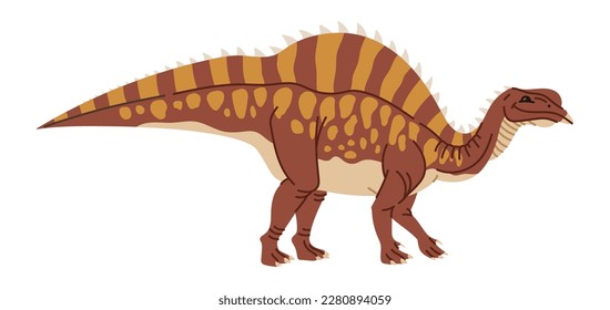 Polacanthus, spiked, ankylosaurian dinosaur prehistoric animal, funny cartoon character. Vector dino with spikes on back and tail, herbivorous dinosaur