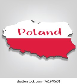 Poland 3D map flag