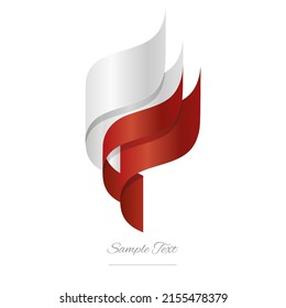 Poland abstract 3D wavy flag white red modern Polish ribbon torch flame strip logo icon vector
