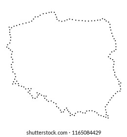 Poland abstract schematic map from the black dots along the perimeter. Vector illustration.