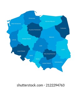 Poland - administrative map of voivodeships