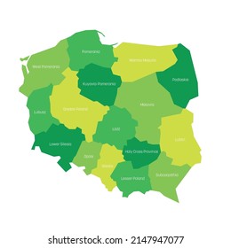 Poland - administrative map of voivodeships