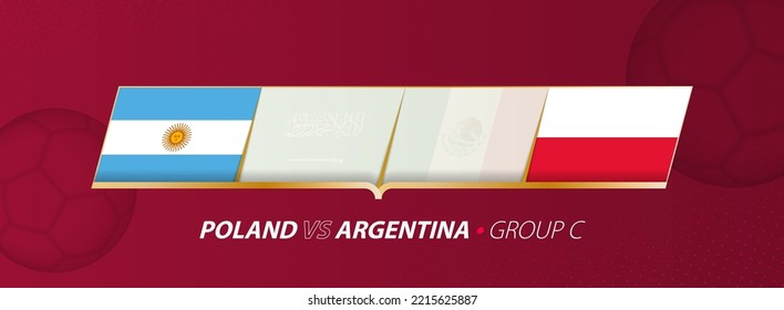 Poland - Argentina football match illustration in group A. Vector flags.