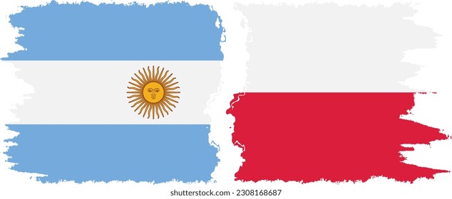 Poland and Argentina grunge flags connection, vector