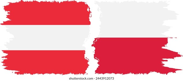Poland and Austria grunge flags connection, vector