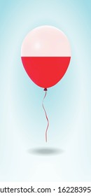 Poland balloon with flag.Ballon in the Country National Colors. Country Flag Rubber Balloon. Vector Illustration.