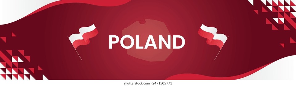 Poland banner modern design with flags colorful white red illustration