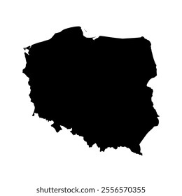 poland black map on white background