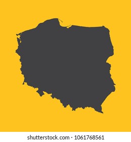 Poland black map,border on orange background. Vector illustration.