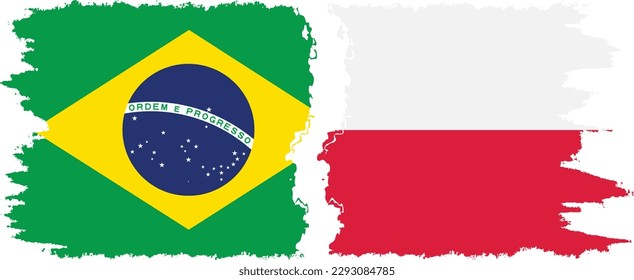 Poland and Brazil grunge flags connection, vector