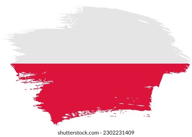 Poland brush stroke flag vector background. Hand drawn grunge style Polish painted isolated banner.