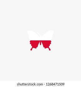 Poland butterfly flag graphic element Illustration template design