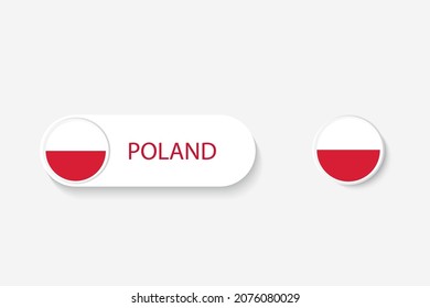 Polnische Knopfflagge in Illustration des ovalen mit Wort von Polen geformt. Und Taste Flag Polen. 