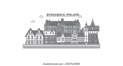 Poland, Bydgoszcz city skyline isolated vector illustration, icons